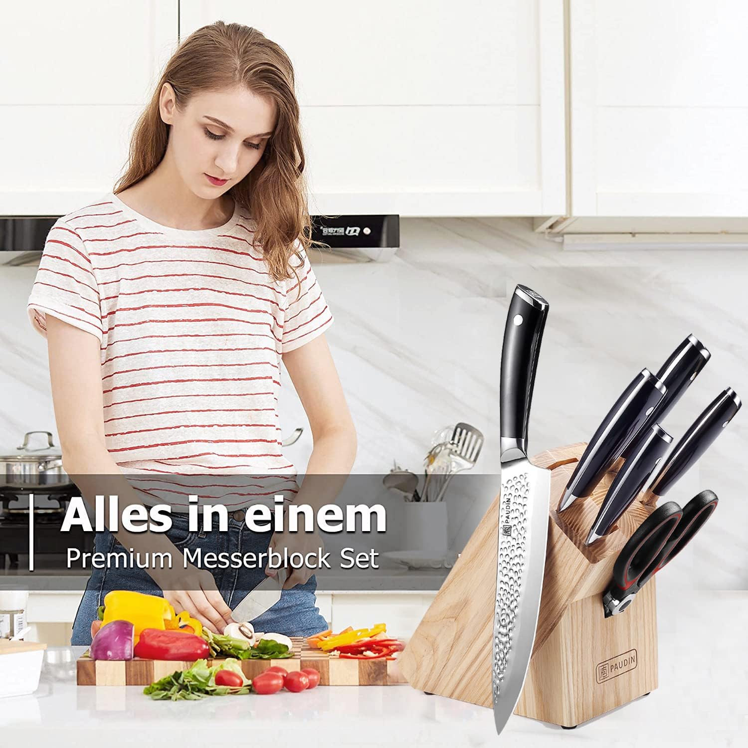 PAUDIN Hammered Premium 7-PC Knife Block Set - Paudin DE