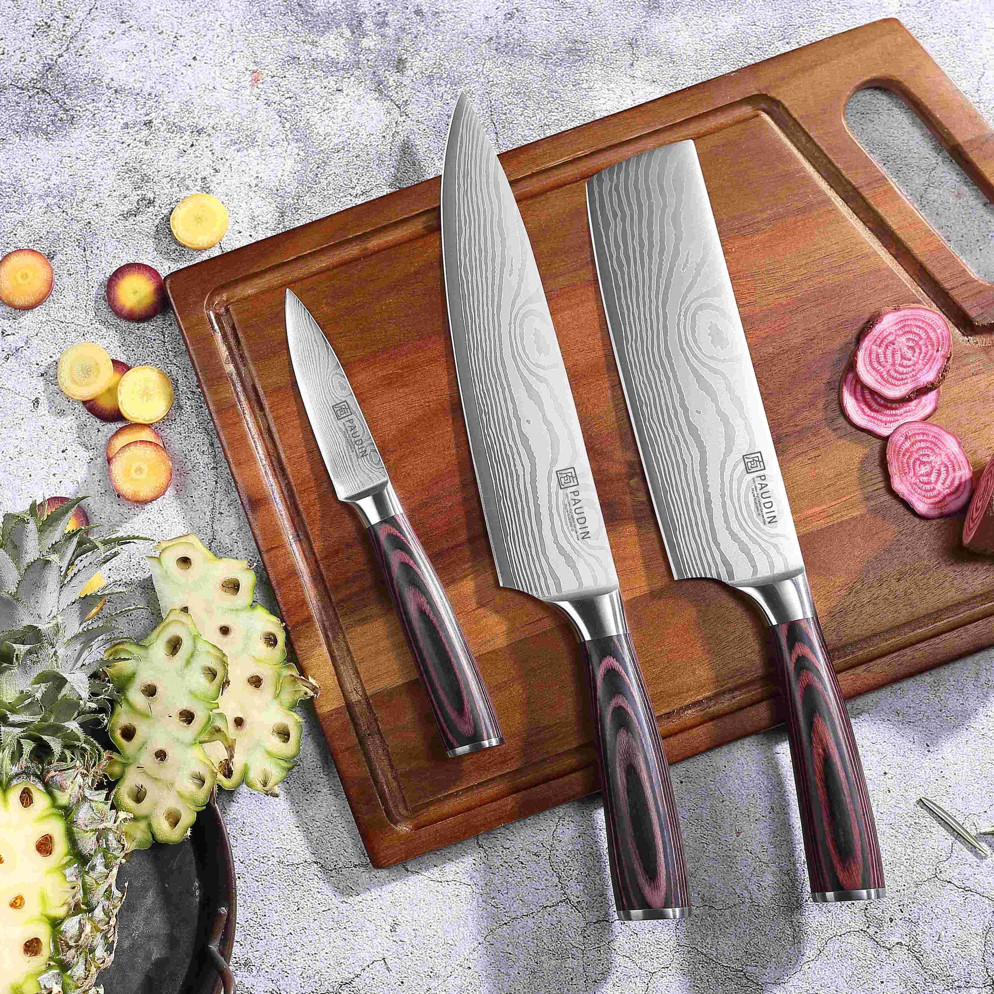 Essential Kitchen Knife Set: PAUDIN 3-Piece Collection