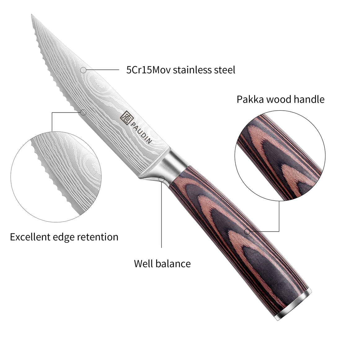 6-PC, Ultra Sharp 5.25" Steak Knife Set - Paudin Store