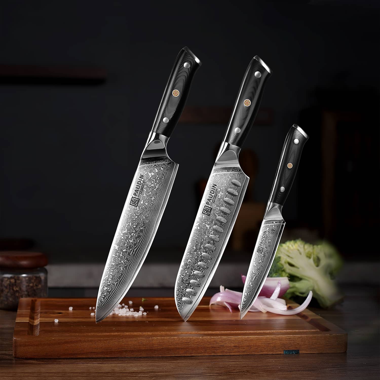 PAUDIN Cloud Premium Damascus Knife Set 3PC - Paudin DE