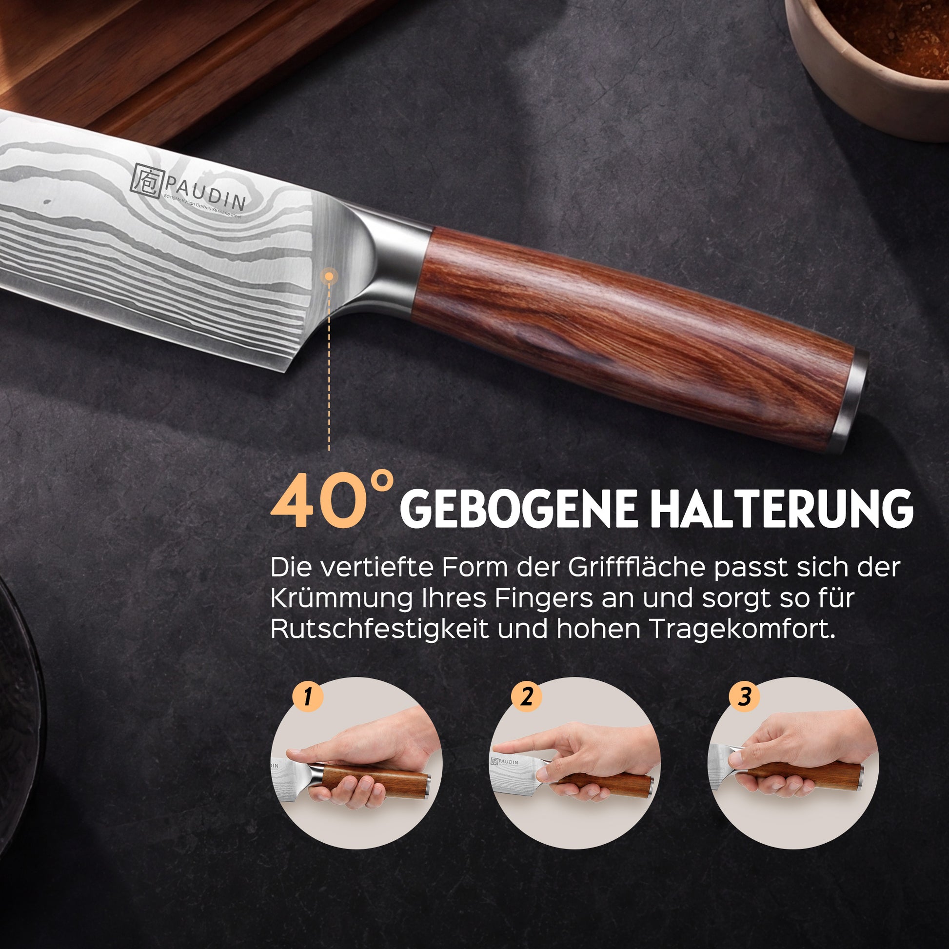 PAUDIN 10-teiliges Küchenmesser-Set mit Messerblock & integriertem Schärfer - Paudin DE