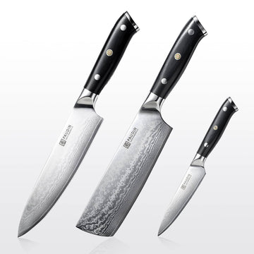 PAUDIN Cloud Premium 3-PC Damascus Knife Set - Paudin DE
