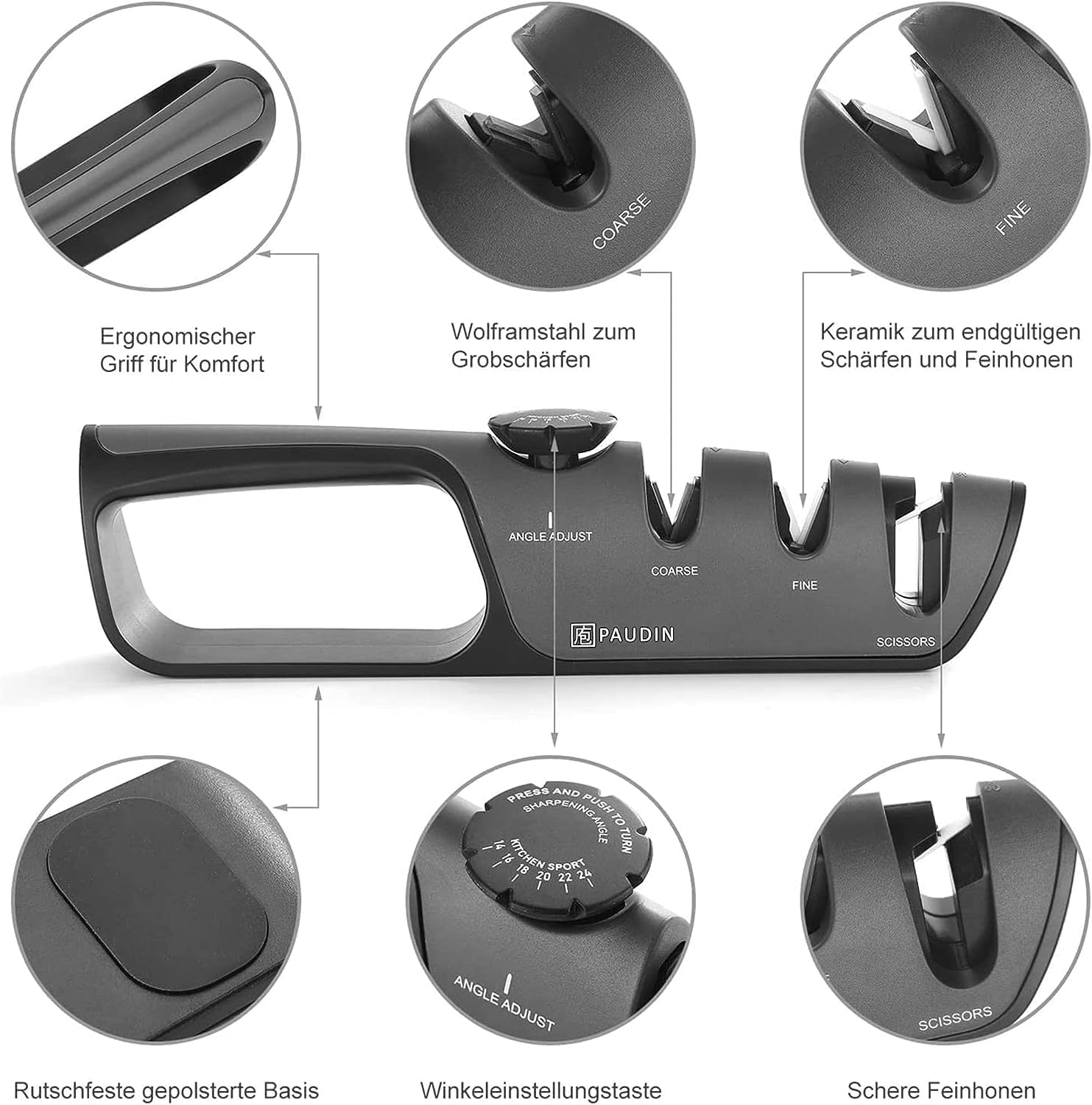 PAUDIN Knife Sharpener 3-Stage Manual - Paudin DE
