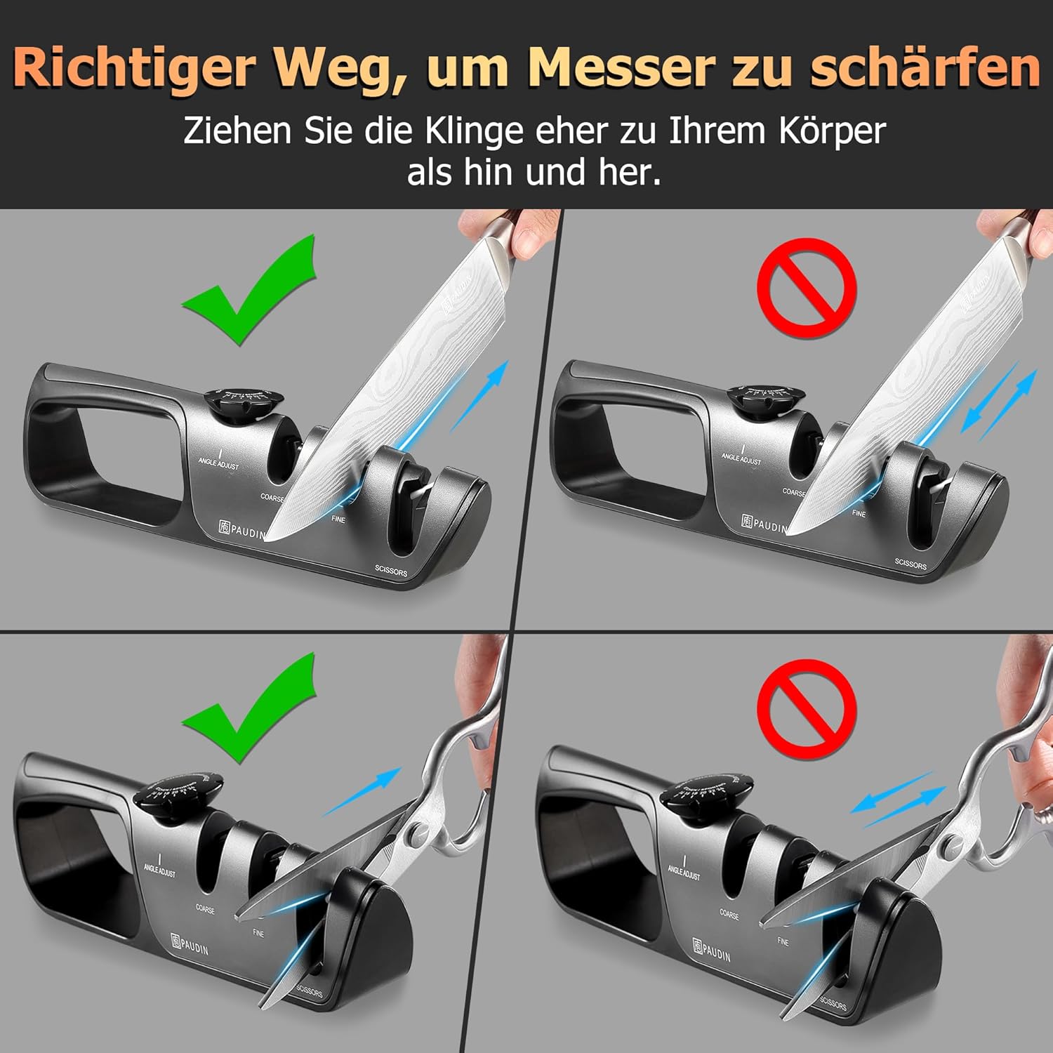 PAUDIN Knife Sharpener 3-Stage Manual - Paudin DE