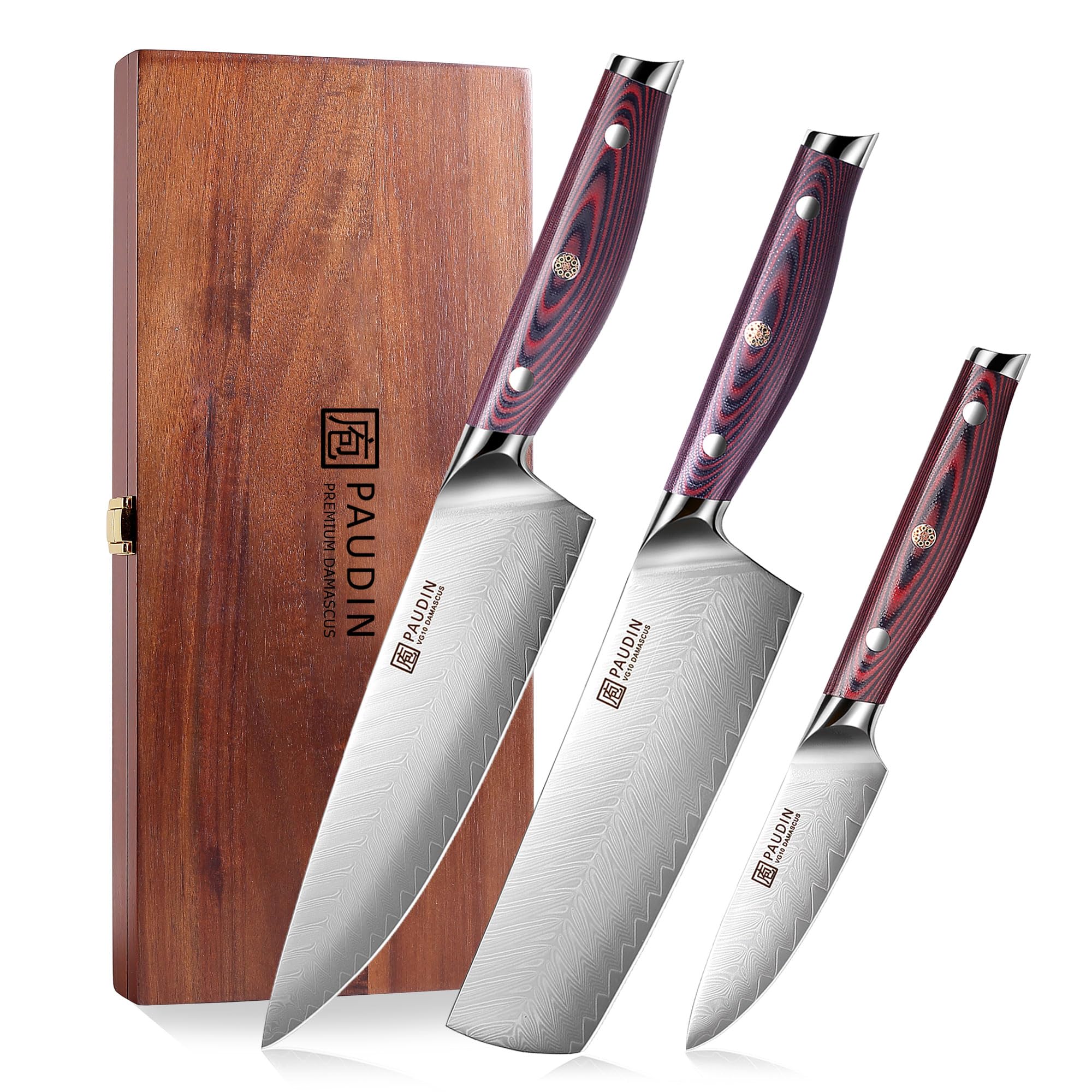 Plume Luxe 3-PC Damascus Knife Set - Paudin Store