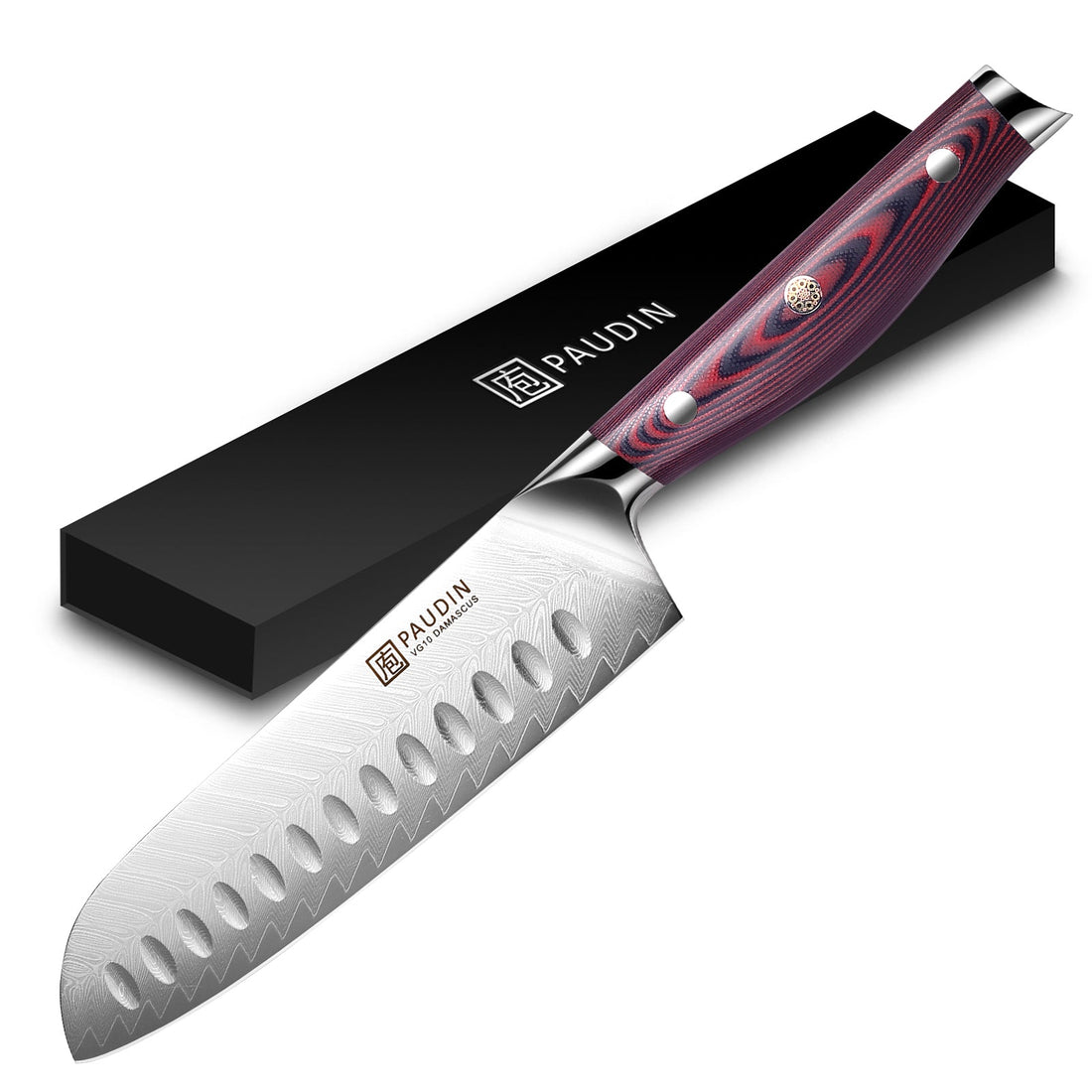 Plume Luxe 7" Damascus Santoku Knife - Paudin Store