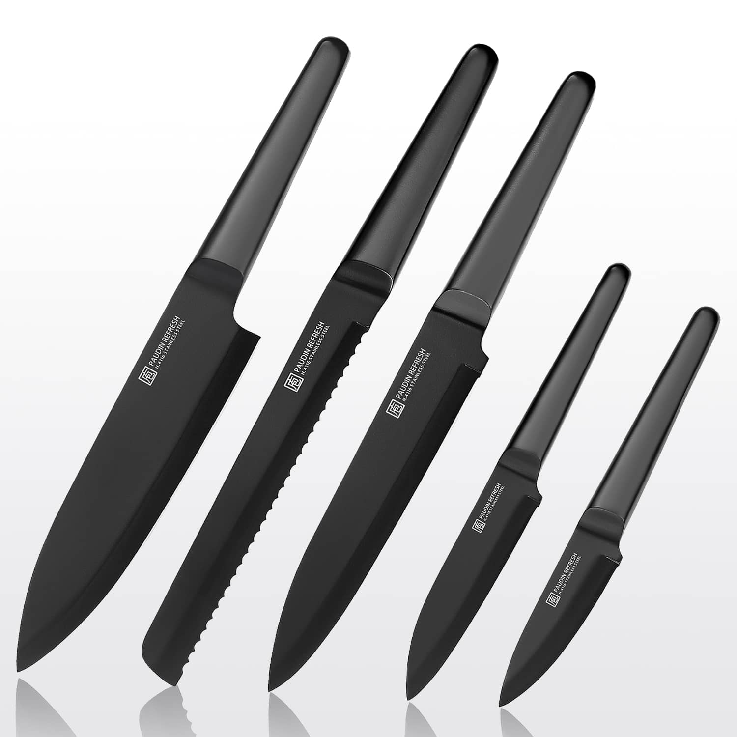 PAUDIN Refresh 5-teiliges schwarzes Kochmesserset