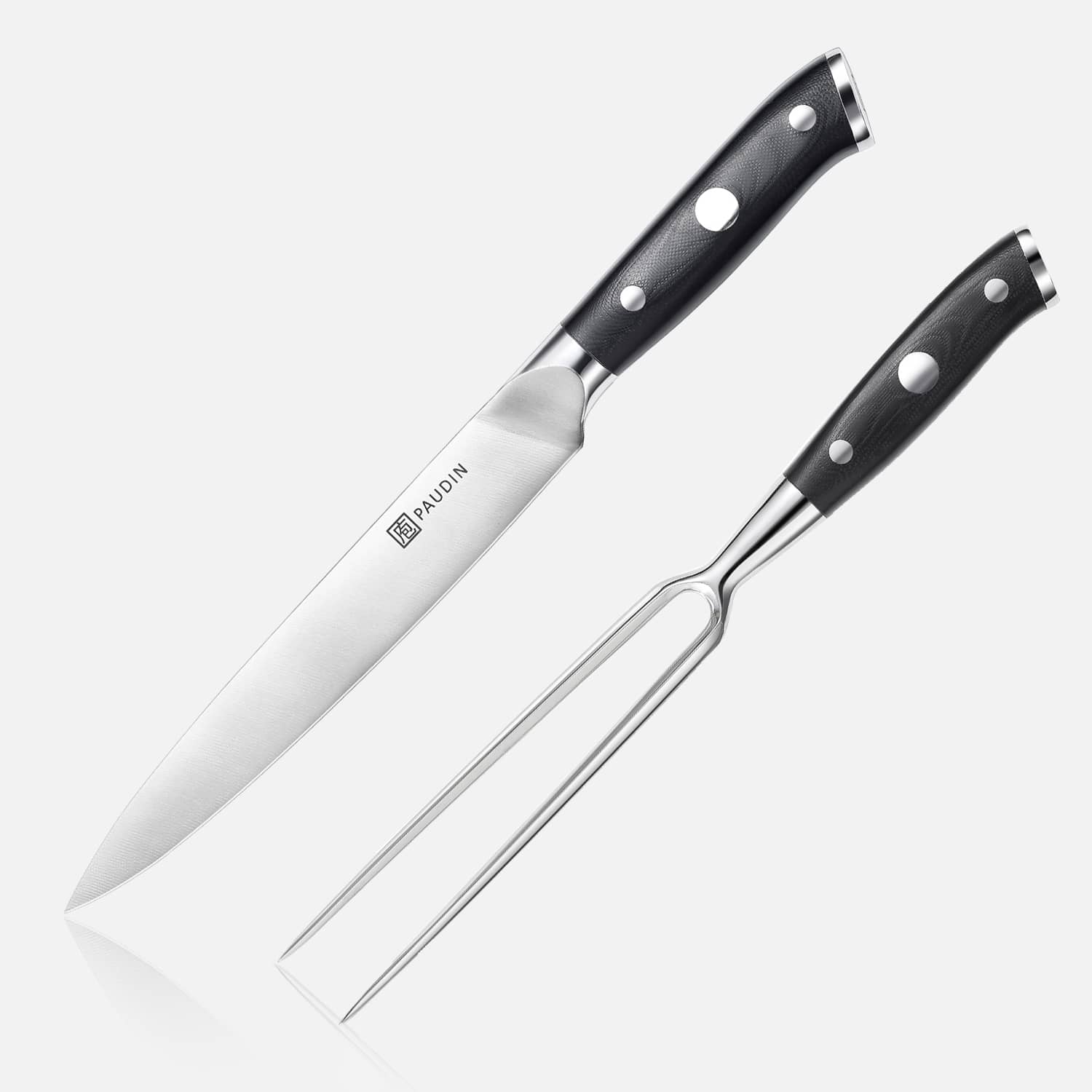 PAUDIN Ultra Dark Premium 8" Carving Knife and Fork Set
