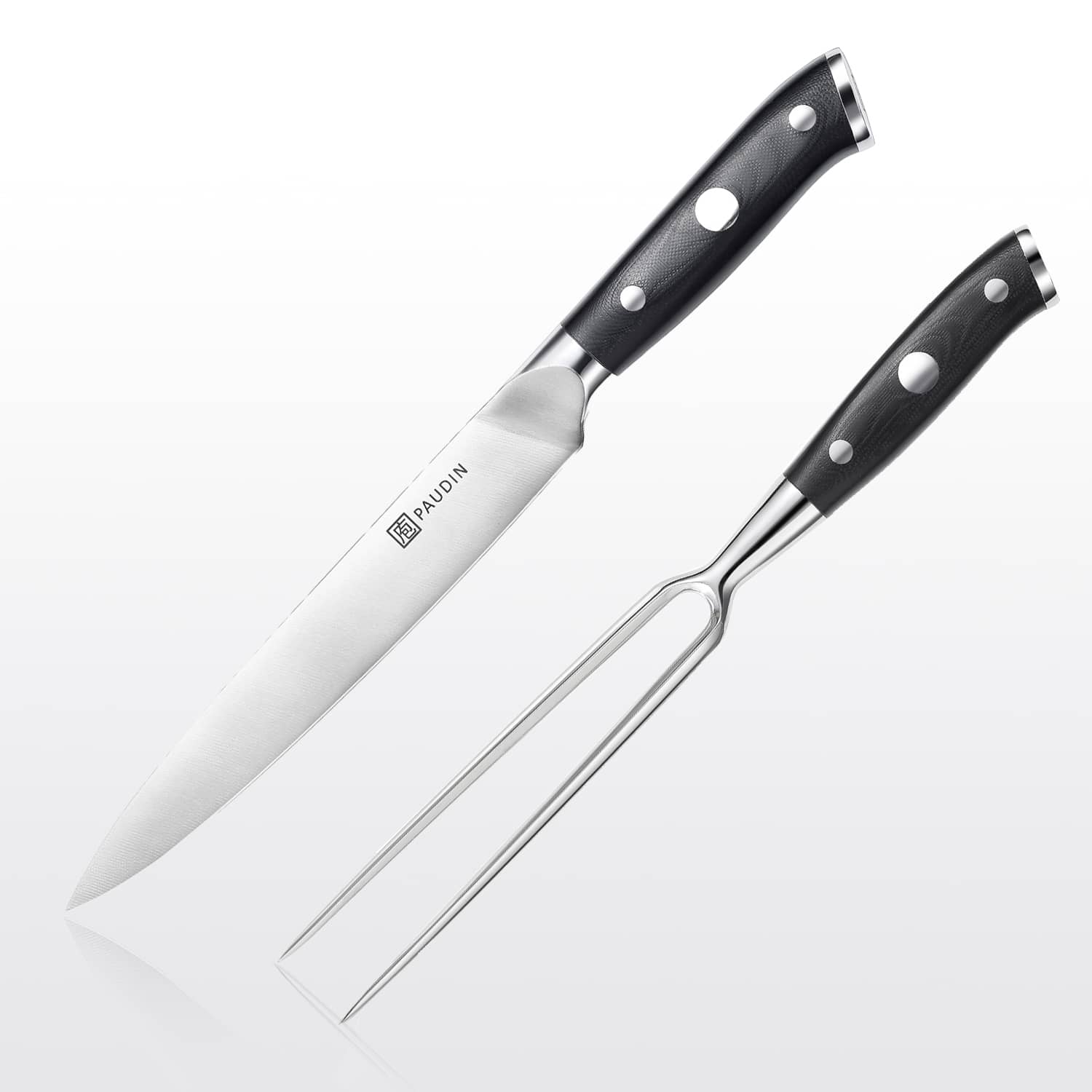 PAUDIN Ultra Dark Premium 8" Carving Knife and Fork Set - Paudin DE