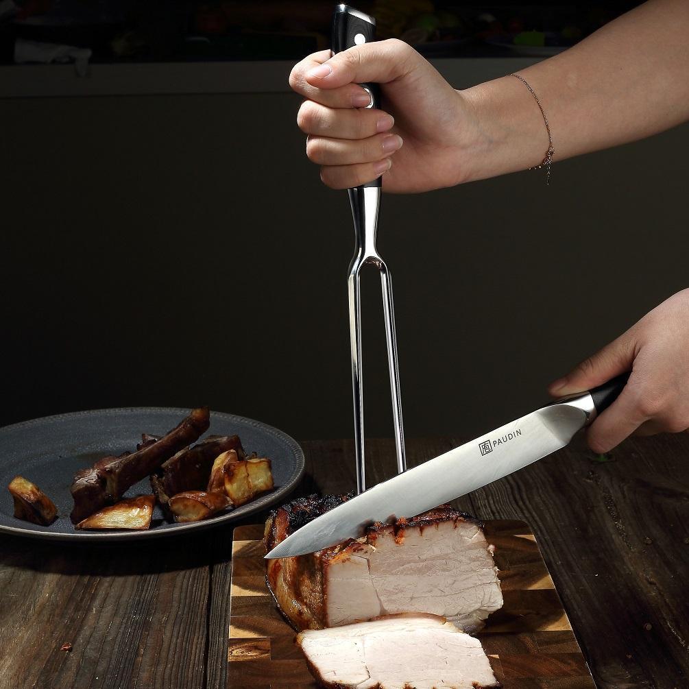 Ultra Dark Premium 8" Carving Knife and Fork Set - Paudin Store